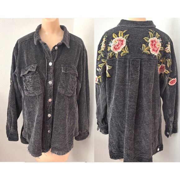 We The Free People Womens Dawn Break Shacket Size Small Embroidered Grunge - Picture 1 of 9